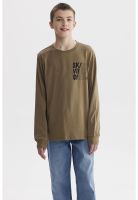 Polera Niño Teen Print Con Puño Verde Militar