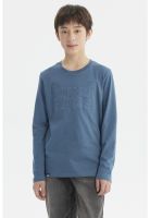 Polera Niño Print Con Relieve Azul Petróleo