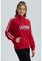 Polerón Niña Medio Cierre Rojo Oscuro