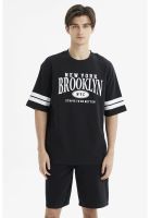 Polera Hombre Oversize Print Negro