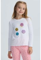 Polera Niña Lentejuelas Blanco