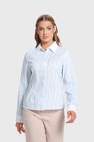 Blusa Mujer Abotonadas Con Rayas Celeste