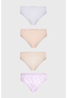 Calzón Mujer 4 Pack Bikini Print Beige