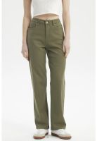 Jeans Mujer Calce Recto Color Verde Militar