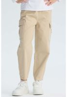 Pantalón Niña Cargo Con Pliegue En Basta Beige