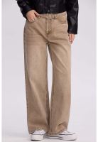 Jeans Mujer Baggy Cinturón Caqui