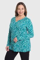 Polera Mujer Con Aplicación Escote Verde