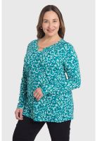 Polera Mujer Con Aplicación Escote Verde