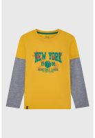 Polera Niño Doble Manga Básica Mostaza I