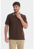 Polera Hombre Textura Cierre Polo Chocolate