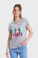 Polera Mujer Básica Print Gris - ll
