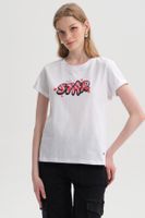 Polera Mujer Gráfica Roll Up Blanco