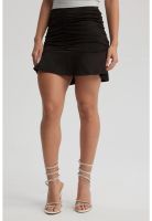 Falda Mujer Recogido Vuelos Negro