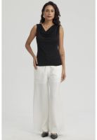 Polera Mujer Cuello Drapeado Negro