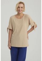Polera Mujer Nudo En Mangas Beige