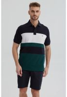 Polera Hombre Franjas Horizontales Verde