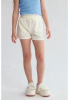 Short Niña Textura Elasticado Cintura Blanco