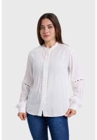 Blusa Mujer Macramé Crudo