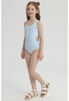 Traje De Baño Niña Asimétrico Celeste