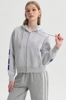 Polerón Mujer Print Mangas Full Gris Melange