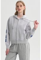 Polerón Mujer Print Mangas Full Gris Melange