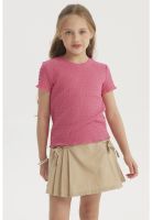 Polera Niña Con Textura Fucsia