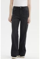 Jeans Mujer Wide Leg Diagonal Negro