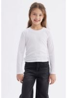 Polera Niña Recogidas Blanco