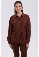 Chaqueta Mujer Over Shirt Café Oscuro