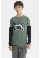 Polera Niño Básica Print Verde Oscuro