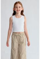 Polera Niña Textura Tipo Peto Blanco