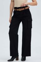 Pantalón Mujer Pretina Alta Con Cinturón Negro