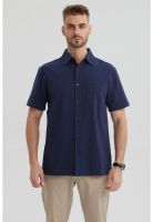 Camisa Hombre Lisa Azul Marino