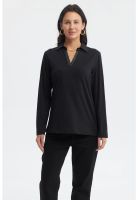 Polera Mujer Cuello Camisero Negro
