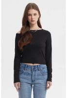 Polera Mujer Nudo Hombro Negro
