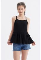 Polera Peto Niña Textura Negro