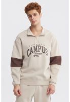 Polerón Hombre Oversize Half Zipper Beige