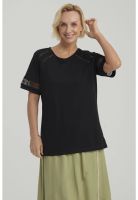 Polera Mujer Detalle Macramé Negro