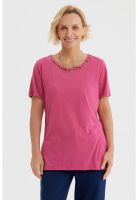 Polera Mujer Detalle Cuello Magenta