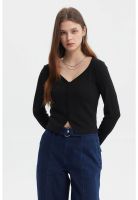 Polera Mujer Botones Negro