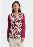 Polera Mujer Cuello Abotonado Rojo - ll