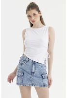 Polera Mujer Aplicación Con Cordón Blanco