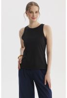 Polera Mujer Con Bote Pabilo Rib Negro