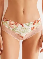 Calzón Brasileño Ancho con Encaje Flores