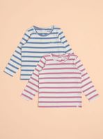 Polera Bipack Rayadas con Pequeño Bordados