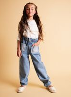 Jeans Mom Fit Baggy con Bolsillos Contraste