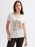 Polera Estampado Metalizado y Strass