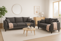 Sofá 3 y 2 Cuerpos Petra en Tela gris, Set para Living