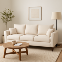 Sofá 3 Cuerpos Petra Beige Tela – Confort y Estilo para tu Hogar