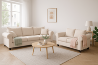 Sofá 3 y 2 Cuerpos Pavia en Tela Beige, Set para Living